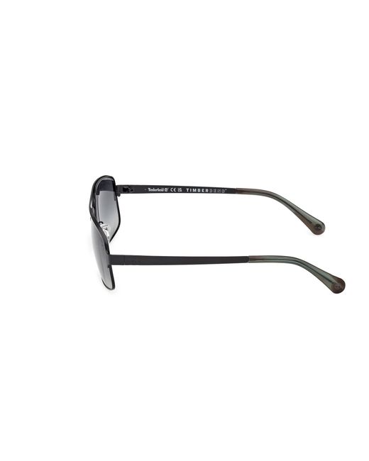Timberland Black Tb00065 02D Sunglasses Metal Smoke Squared Polarized for men