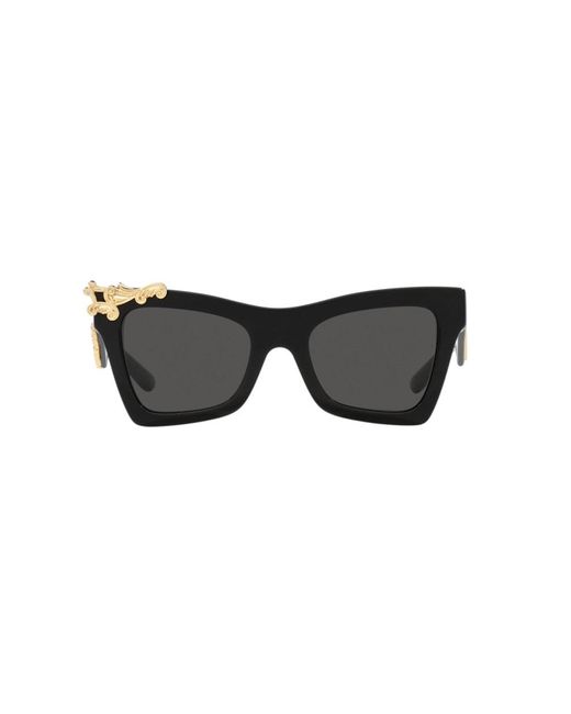 Dolce & Gabbana Black Dg4434 501/87 Sunglasses Acetate Cat Eye Normal
