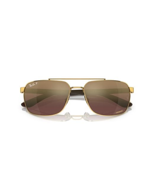 Ray-Ban Black Sunglasses Man Rb3701 - Brown Frame Gold Lenses Polarized 59-17 for men