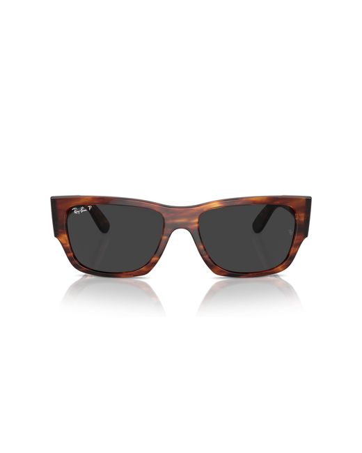 Ray-Ban Black Rb0947sf Carlos Low Bridge Fit Rectangular Sunglasses