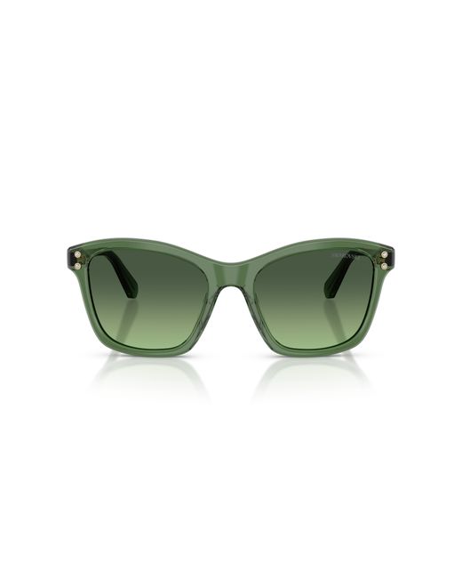Swarovski Green Sk6063 10852A Sunglasses Acetate Squared Normal Nuanced