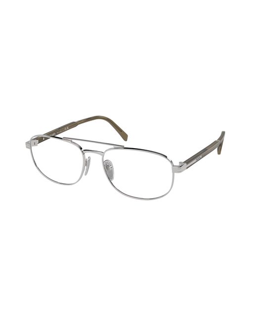 Prada Black Pr A56V 11U1O1 Optical Frames Steel Transparent Round Normal for men