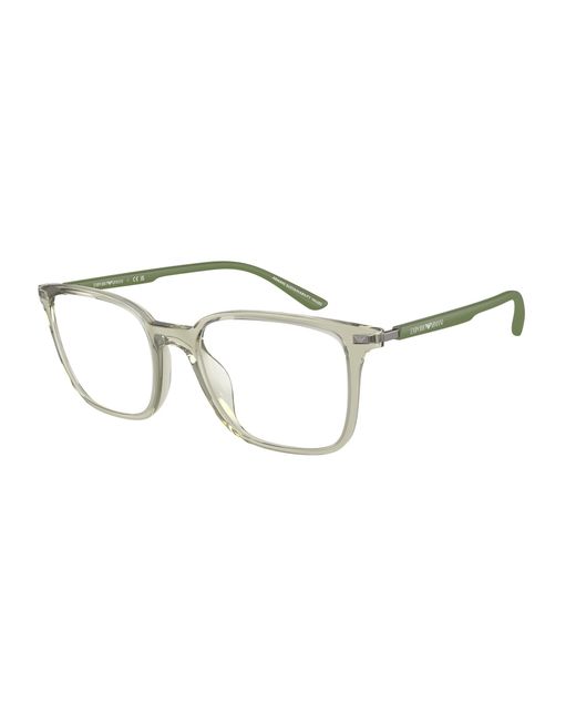 Emporio Armani Black Ea3242U 6107 Optical Frames Injected Transparent Squared Normal for men