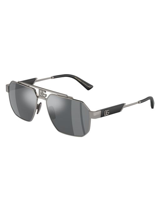 Dolce & Gabbana Black Dg2294 04/6G Sunglasses Steel Pilot Mirrored Mirror for men