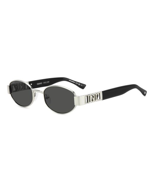 DSquared² Black D2 0155/S 010/Ir Sunglasses Metal Round Normal for men