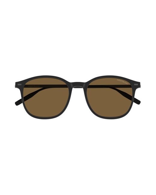 Montblanc Black Mb0454Sa 002 Sunglasses Injected Round for men