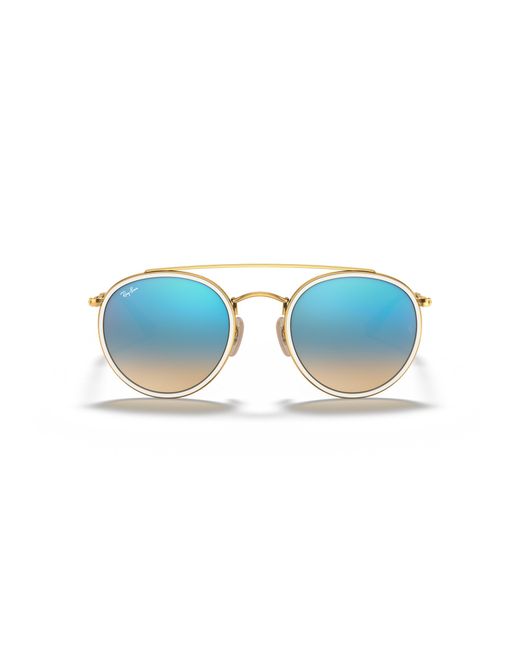 Ray-Ban Black Round Double Bridge Sunglasses Frame Blue Lenses