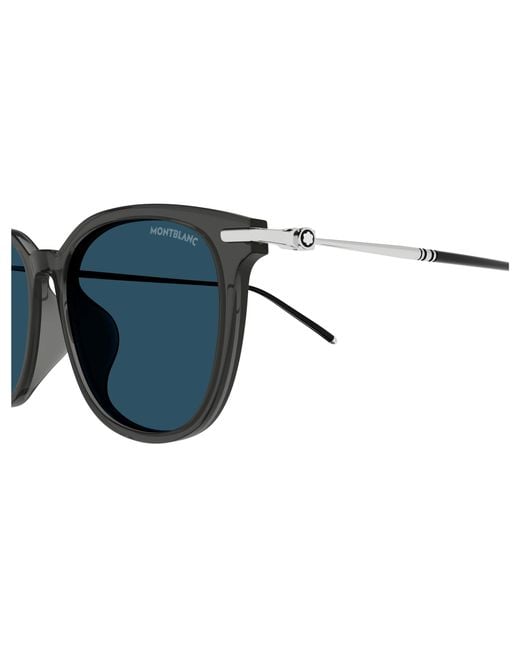 Montblanc Black Mb0416Sa 004 Sunglasses Acetate Squared for men