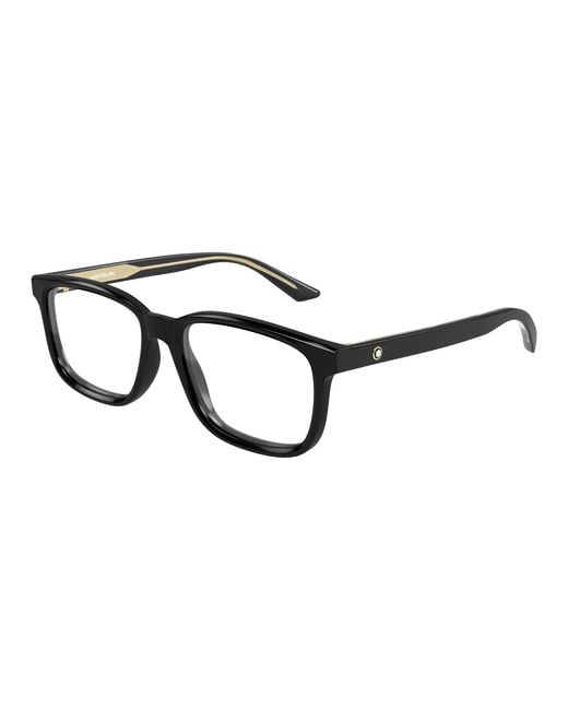 Montblanc Black Mb0452O 003 Optical Frames Acetate Transparent Squared for men
