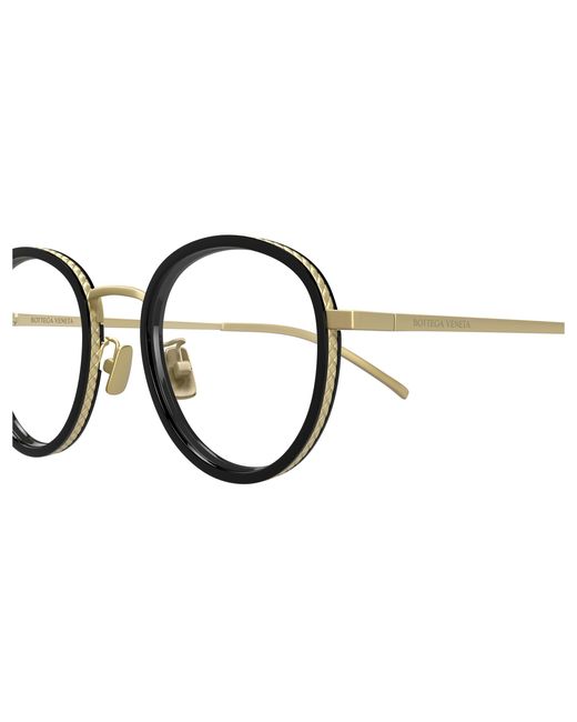 Bottega Veneta Black Bv1428Oa 001 Optical Frames Titanium Transparent Round