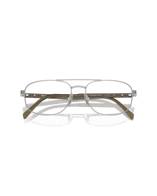 Prada Black Pr A56V 11U1O1 Optical Frames Steel Transparent Round Normal for men