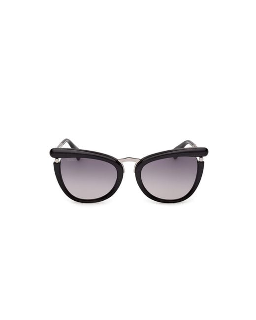 Max Mara Black Mm0186 01B Sunglasses Acetate Smoke Round Normal