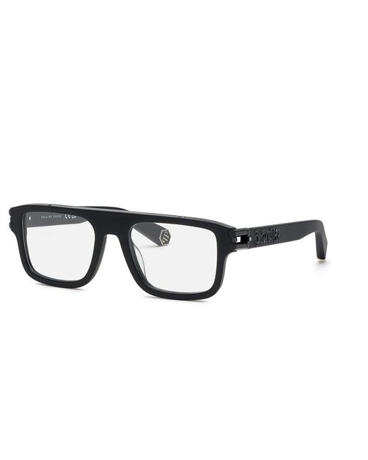 Philipp Plein Black Vpp021V Plein Pleasure 703 Optical Frames Acetate Squared for men