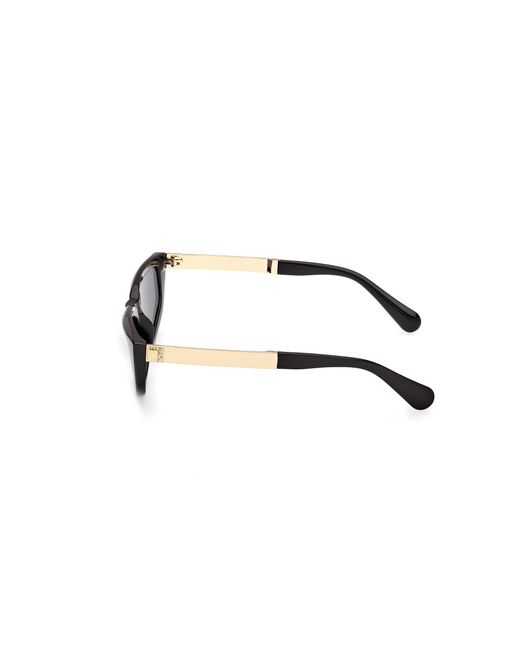 MAX&Co. Black Mo0125 01A Sunglasses Injected Smoke Cat Eye Normal
