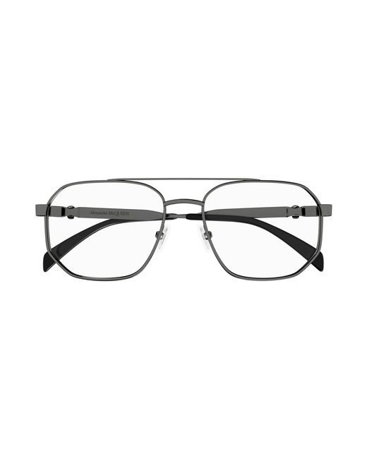 McQueen Black Am0459O 001 Optical Frames Acetate Transparent Pilot for men