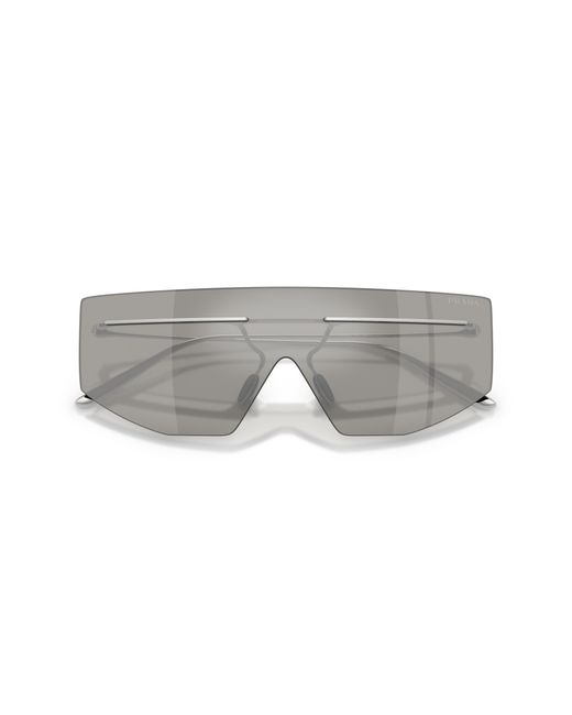Prada Black Pr B55S 1Bc60N Sunglasses Metal Geometric Mirrored for men