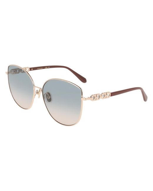 Ferragamo Black Sf339S 774 Sunglasses Metal Squared Normal