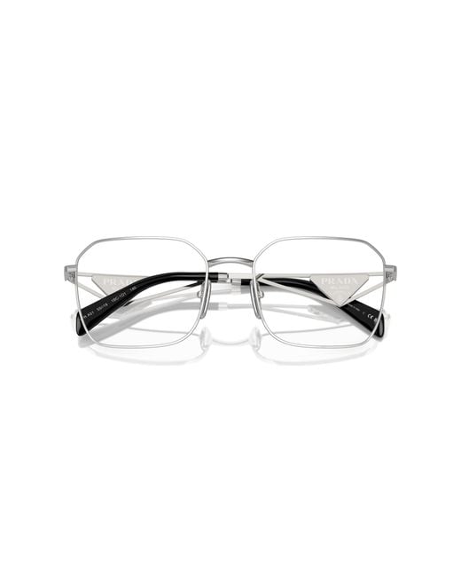 Prada Black Pr A51V 1Bc1O1 Optical Frames Steel Geometric Normal