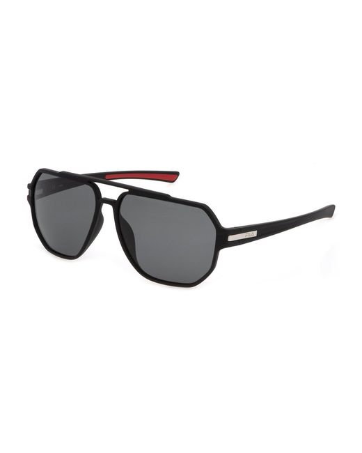 Fila Black Sfi301 U28P Sunglasses Injected Pilot Polarized for men