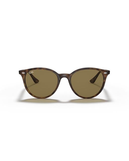 Ray-Ban Black Rb4305 Round Sunglasses, Stripped Red Havana/dark Brown, 53 Mm