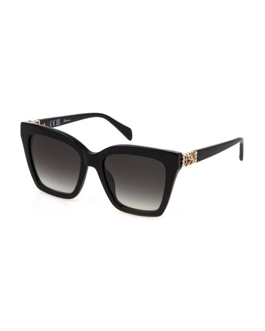 Blumarine Black Sbm863S 700 Sunglasses Acetate Smoke Squared Normal Shaded
