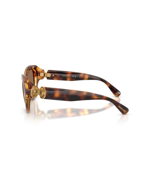Swarovski Black Sk6037 100273 Sunglasses Injected Round Normal