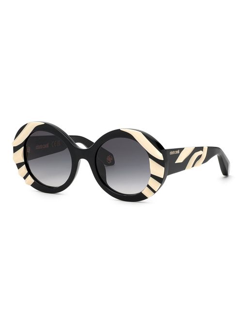 Roberto Cavalli Black Src010V 700Y Sunglasses Acetate Round Normal Shaded
