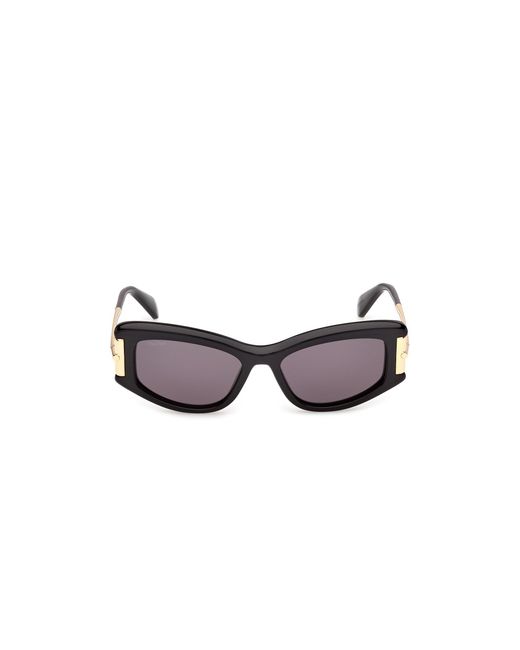 Max Mara Black Mm0189 01A Sunglasses Acetate Smoke Cat Eye Normal