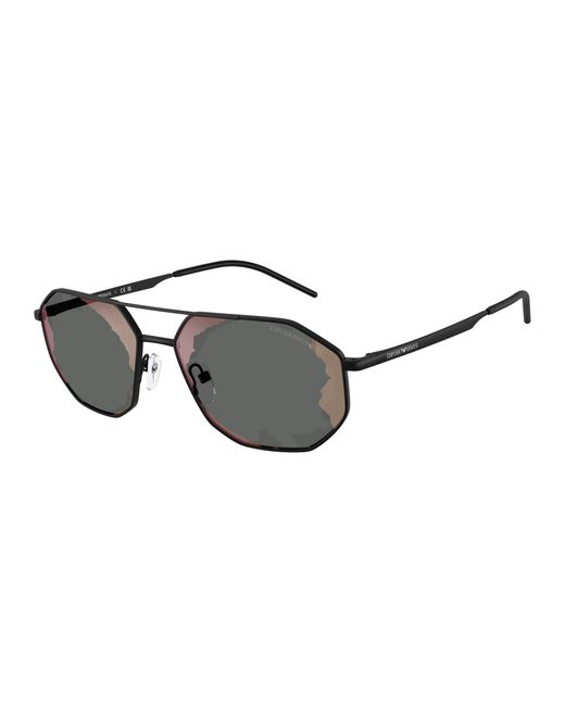 Emporio Armani Black Ea2147 30017G Sunglasses Metal Geometric Normal Mirror for men