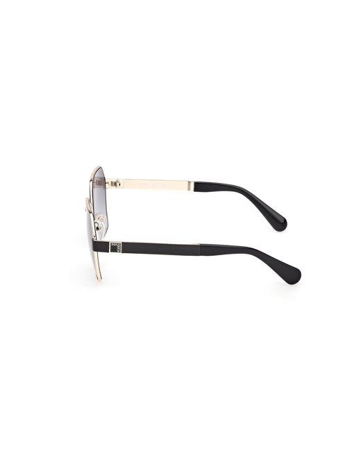MAX&Co. Black Mo0141 32B Sunglasses Metal Smoke Geometric Normal