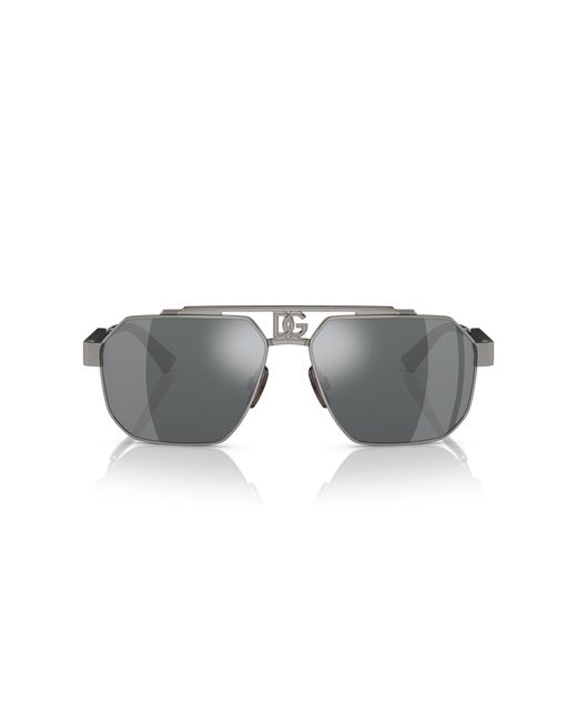 Dolce & Gabbana Black Dg2294 04/6G Sunglasses Steel Pilot Mirrored Mirror for men
