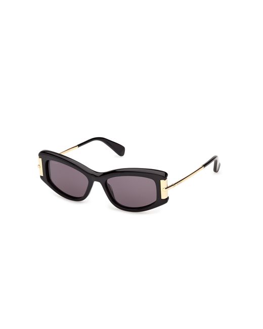 Max Mara Black Mm0189 01A Sunglasses Acetate Smoke Cat Eye Normal