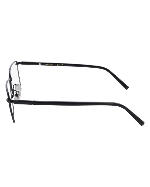 Ferragamo Black Sf2237 001 Optical Frames Metal Squared Normal for men