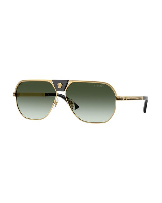 Versace Green Ve2294 10028E Sunglasses Metal Squared Normal Nuanced for men