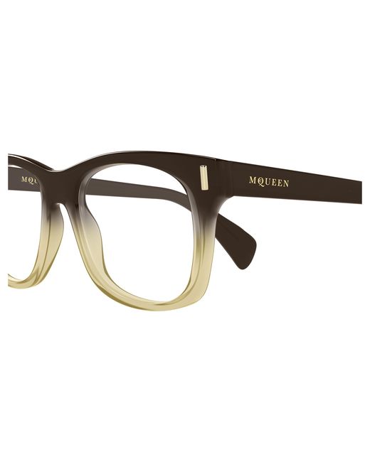 McQueen Black Am0551O 004 Optical Frames Acetate Transparent Squared for men