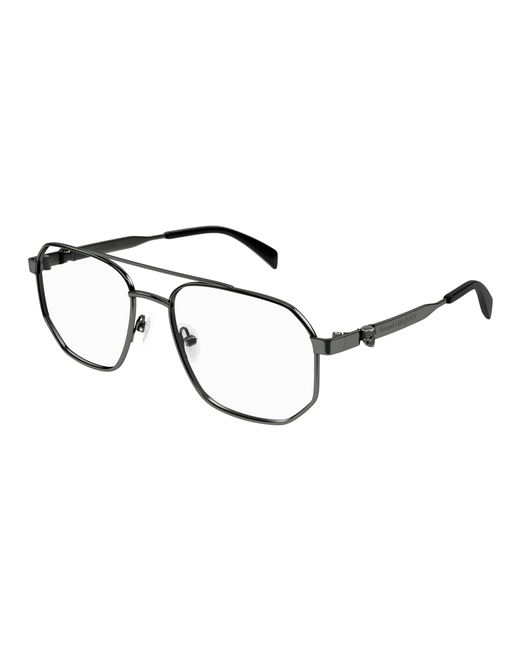 McQueen Black Am0459O 001 Optical Frames Acetate Transparent Pilot for men