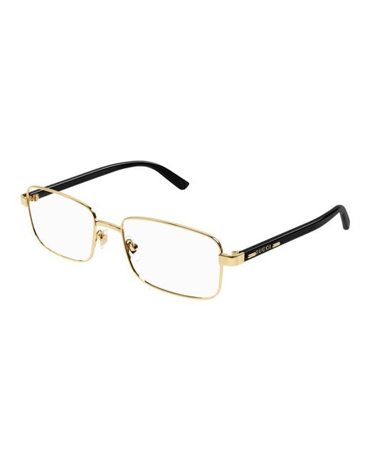 Gucci Black Gg1586O 001 Optical Frames Metal Transparent Squared for men