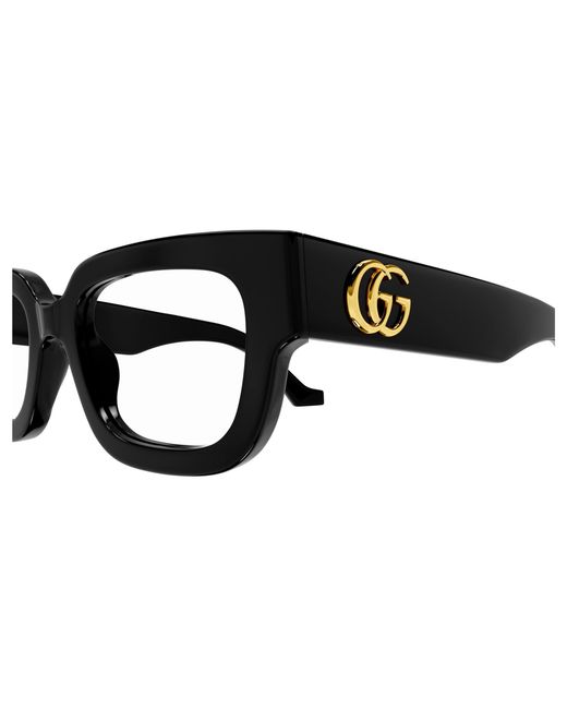 Gucci Black Gg1548O 001 Optical Frames Acetate Transparent Squared