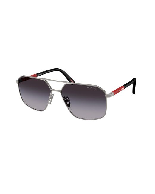 Prada Linea Rossa Black Ps A50S 5Av09U Sunglasses Metal Geometric Normal Shaded for men