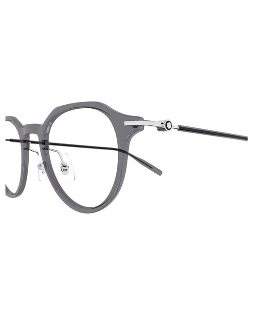 Montblanc Black Mb0355O 003 Optical Frames Injected Transparent Round for men