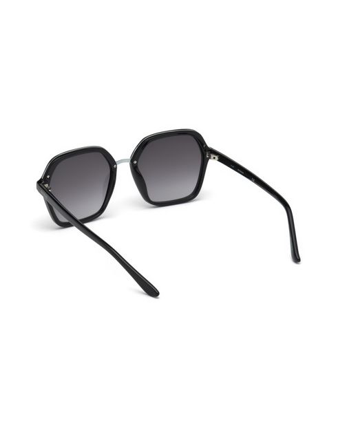 Guess Black Gu7557 01B Sunglasses Injected Smoke Geometric Normal Shaded