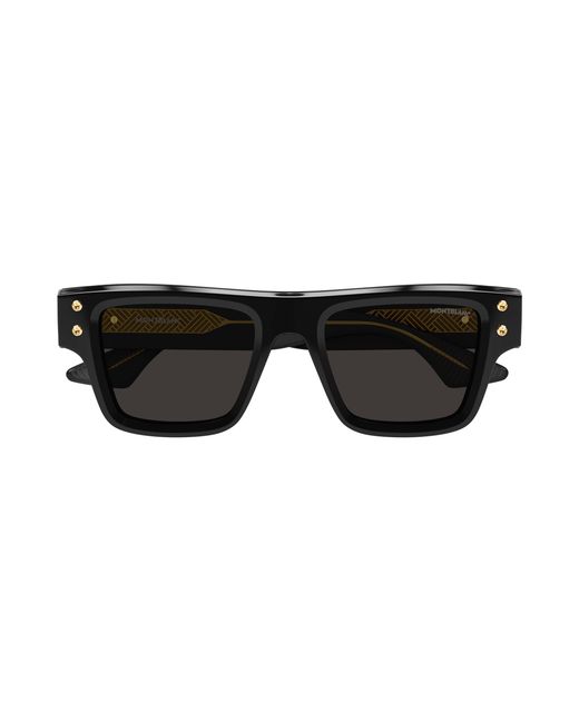 Montblanc Black Mb0253S 001 Sunglasses Acetate Squared for men