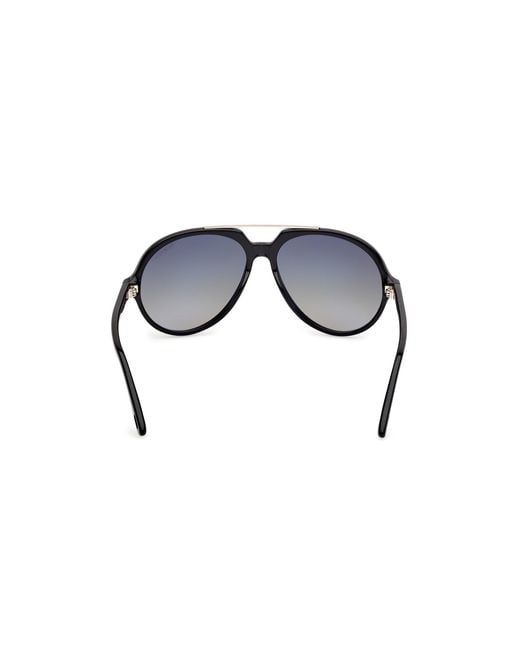 Tom Ford Black Ft1210 Aalto 01B Sunglasses Acetate Smoke Pilot Normal for men