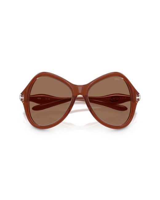 DIESEL Brown Dl3010U 203373 Sunglasses Injected Cat Eye Normal