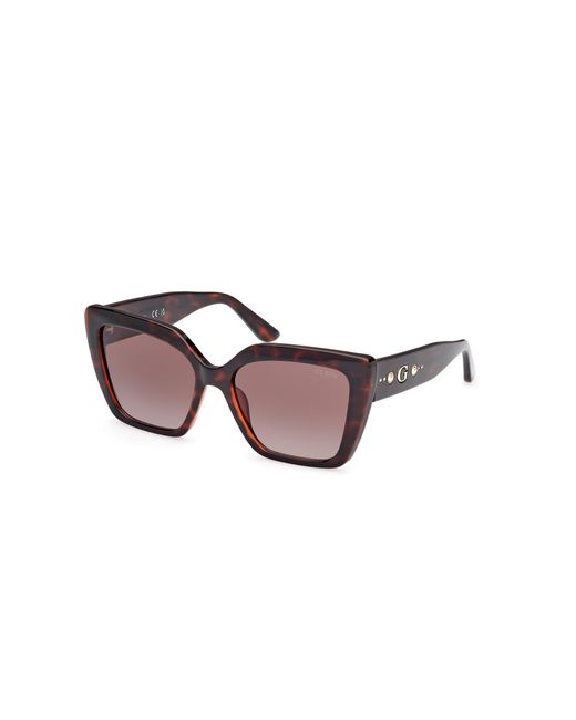 Guess Black Gu00162 52F Sunglasses Injected Marrone Butterfly Normal Sfumato