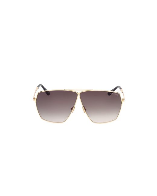 Tom Ford Black Ft1185 Stella 30B Sunglasses Metal Smoke Squared Normal