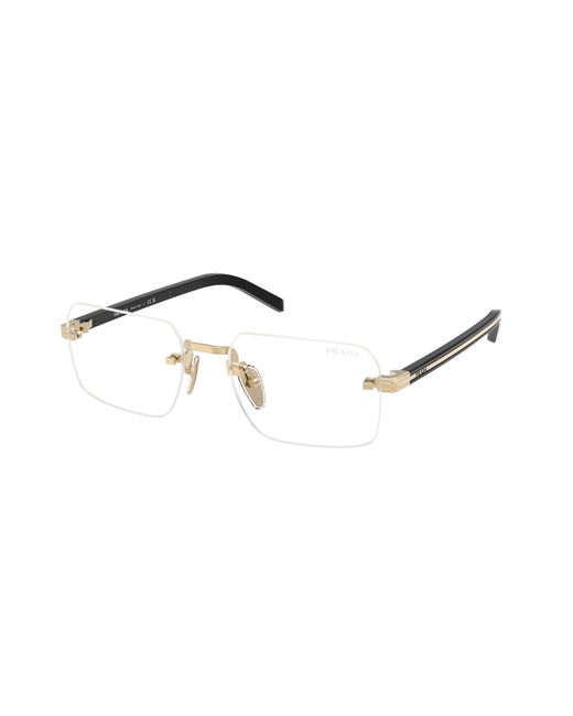 Prada Black Pr D55S Zvn10W Sunglasses Metal Transparent Squared Normal for men