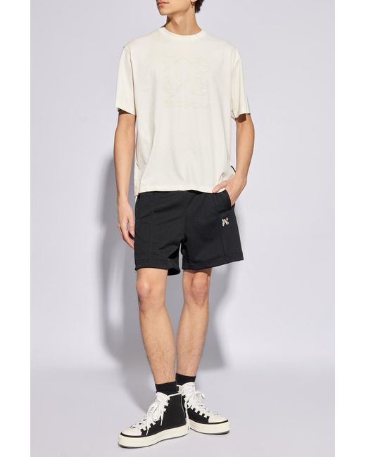 Palm Angels Black Shorts With Logo, for men