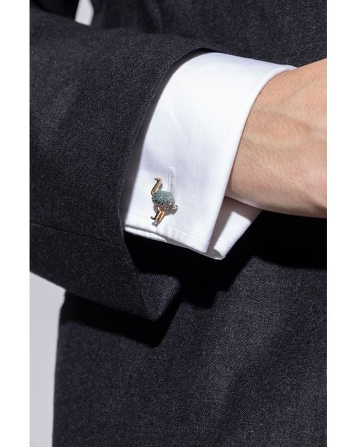 Paul Smith Metallic Bird Motif Cufflinks for men