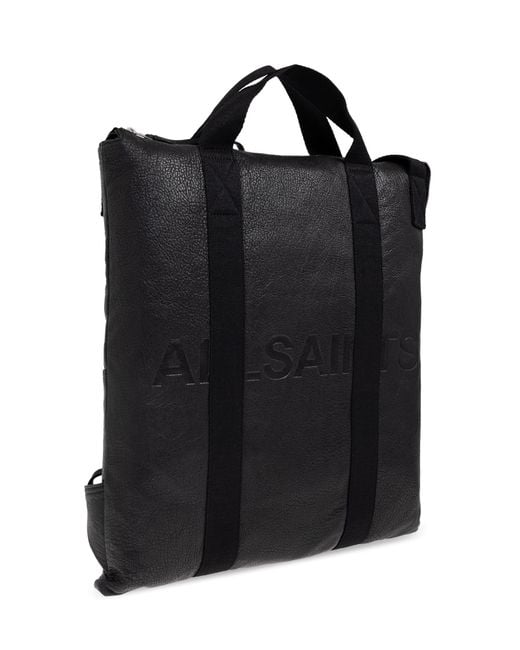 AllSaints Black Leather Backpack 'Kei' for men